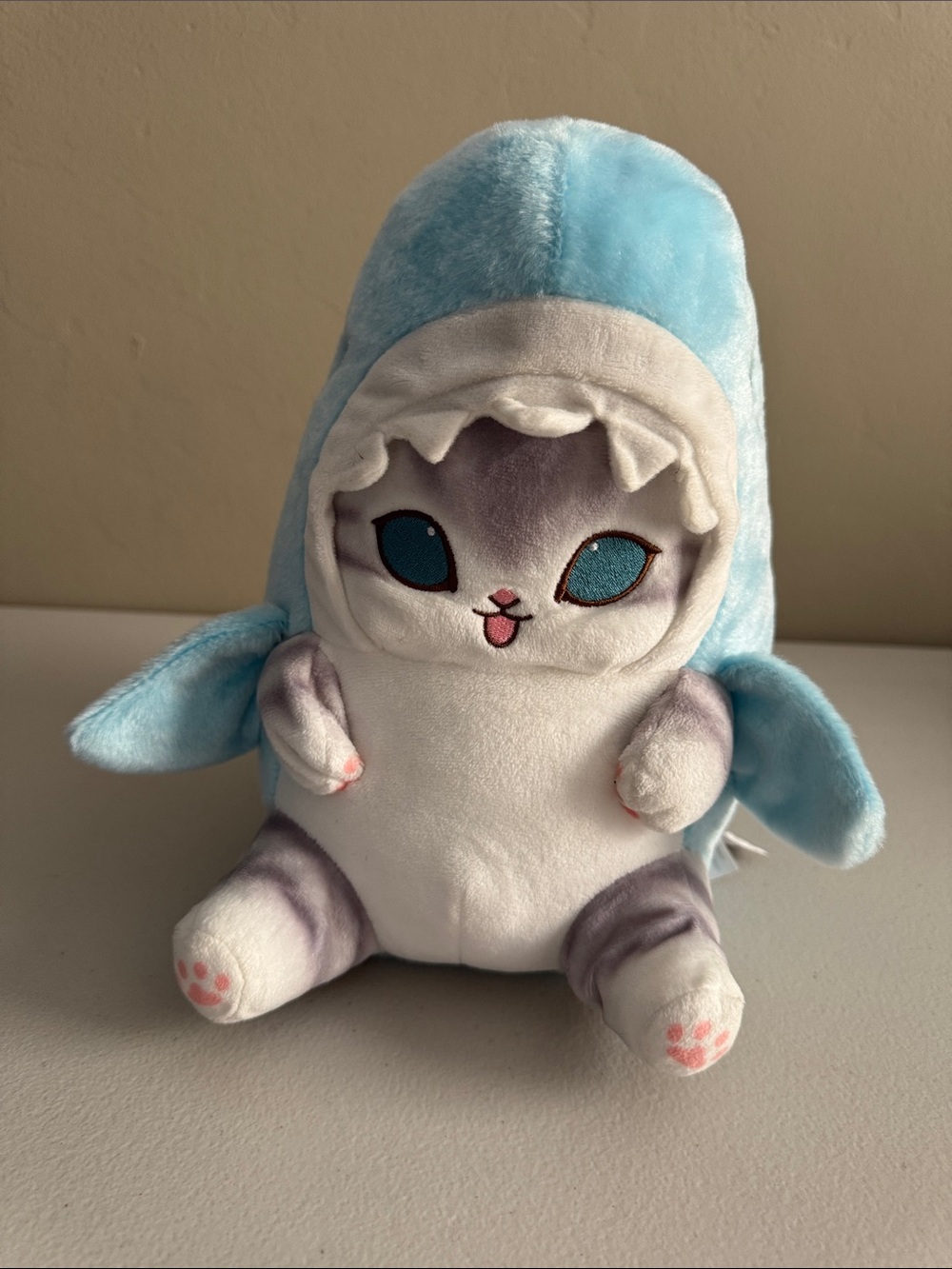 Mofusand Cat in Blue Shark Costume - Adorable Soft Pet Toy